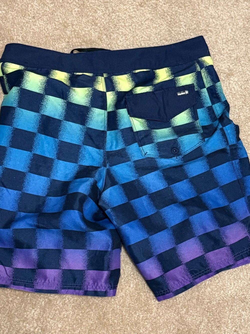 Hurley boys Ombre Check Swim Shorts - Blue/Green/Purple
